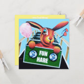 Wildhare auf einem Roller Untersetzer mit Spaß Karte (Vorderseite/Rückseite Beispiel)