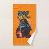 Wildheit: Blauer Wolf und Sonnenuntergang Harmonie Badhandtuch Set (Handtuch)