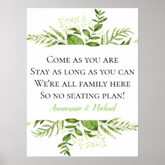 Wildholz-Botanicals-kein Sitzplan Hochzeitszeichen Poster