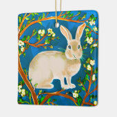 Wildkaninchen und blühende Branchen Keramikornament (Links)
