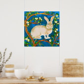 Wildkaninchen und blühende Branchen Poster (Küche)