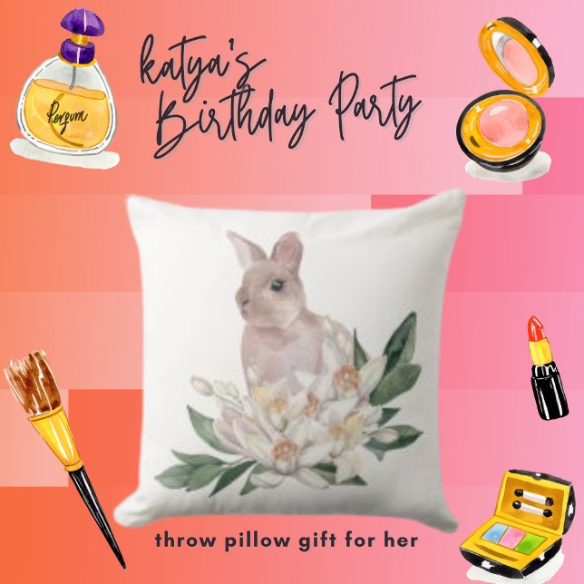 Wildkaninchen und Blume Kissen (Von Creator hochgeladen)