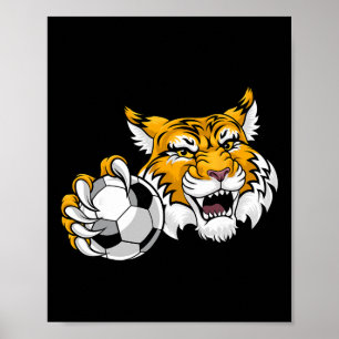 Wildkatze Bobcat Luchs Puma Fußball Byll Cartoon C Poster