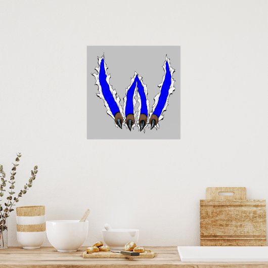 Wildkatzen Kämpfen durch Design - Blau Poster (Küche)