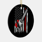 Wildland Firefighter Chainsaw Red Line American Fl Keramik Ornament (Rechts)