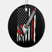 Wildland Firefighter Chainsaw Red Line American Fl Keramik Ornament (Links)