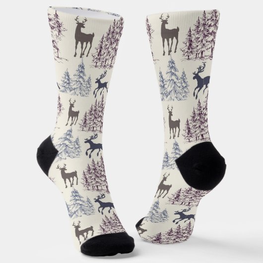 Wildlebende Hirsche Socken (Gewinkelt)