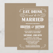 Wildleder-beige alte Westhochzeits-Einladungen Einladung (Vorne/Hinten)