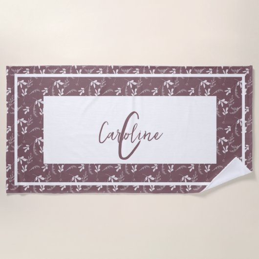 Wildleder-Doodles-Monogramm Strandtuch (Vorderseite)