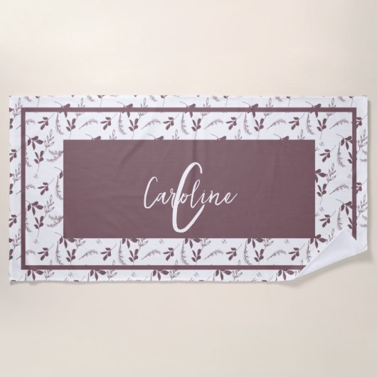 Wildleder-Doodles-Monogramm Strandtuch (Vorderseite)