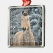 Wildleder-Pferdewinter Silbernes Ornament (Links)