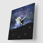 Wildleder und Mond Quadratische Wanduhr (Winkel)