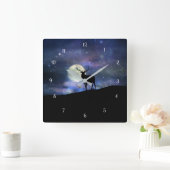 Wildleder und Mond Quadratische Wanduhr (Zuhause)