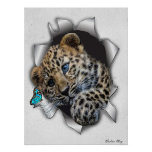Wildleopard-Tasse auf der Jagd nach einem Schmette Poster