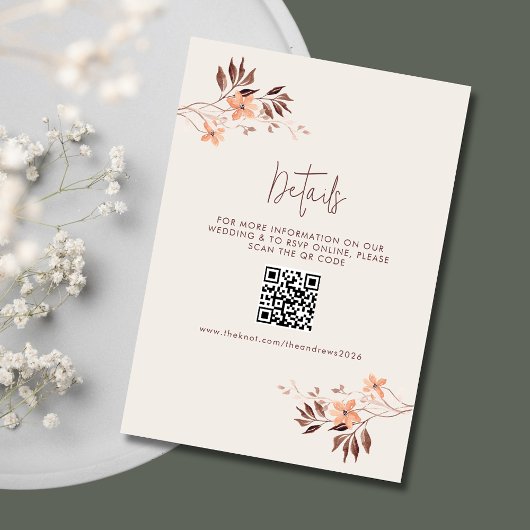Wildlfower Boho QR Wedding Website Begleitkarte
