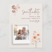 Wildlfower Boho Wedding QR Code Save the Date Ankündigungspostkarte (Vorderseite)