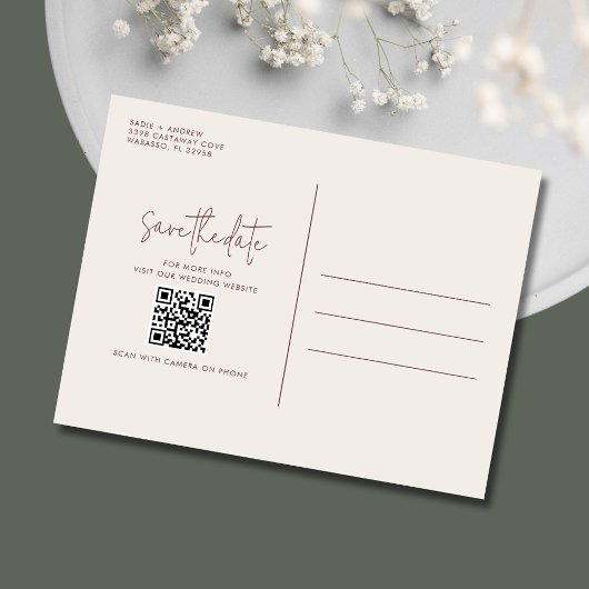 Wildlfower Boho Wedding QR Code Save the Date Ankündigungspostkarte