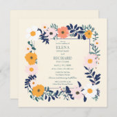 Wildlfower Spring Wedding Einladung (Vorne/Hinten)