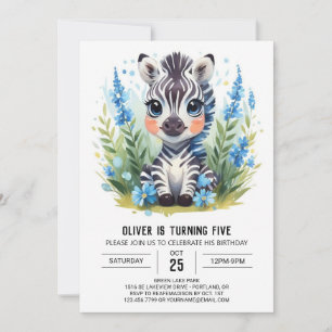Wildlife Adventure Online Zebra Boy Birthday Einladung