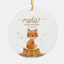 Wildlife Animal Fox Flower two sided Keramik Ornament