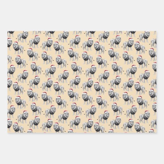 Wildlife Animal Leopard Lion Zebra Weihnachten Geschenkpapier Set (Vorderseite)