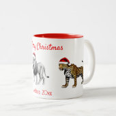 Wildlife Animal Leopard Lion Zebra Weihnachten Zweifarbige Tasse (VorderseiteRechts)