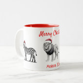 Wildlife Animal Leopard Lion Zebra Weihnachten Zweifarbige Tasse (Vorderseite Links)