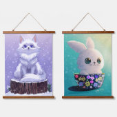 wildlife animals winter to spring :Fox & Rabbit Wandteppich Mit Holzrahmen (Doppelt)