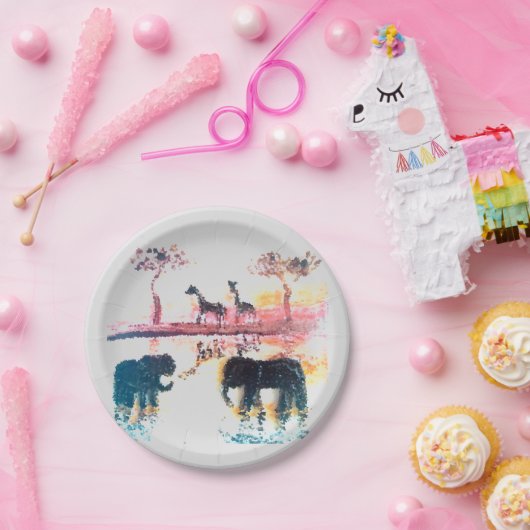 Wildlife Art African Sunset Pappteller (Party)