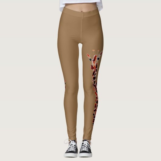 Wildlife Art Funny Giraffe Leggings (Vorderseite)