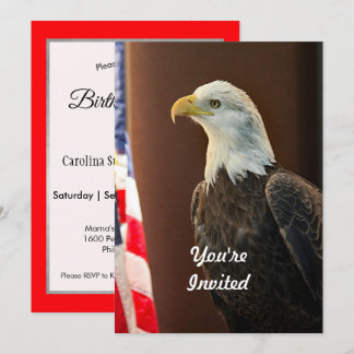 Wildlife Bald Eagle American Flag Foto Geburtstag Einladung