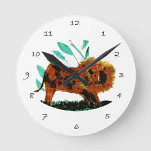 Wildlife Big Cat Art Lion Runde Wanduhr