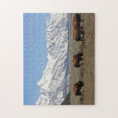 Wildlife Bison Mountains Schnee Foto Puzzle (Vertikal)