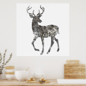 Wildlife Black and White Deer Art & Wall Poster (Küche)