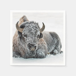 Wildlife Buffalo Snow Foto Serviette