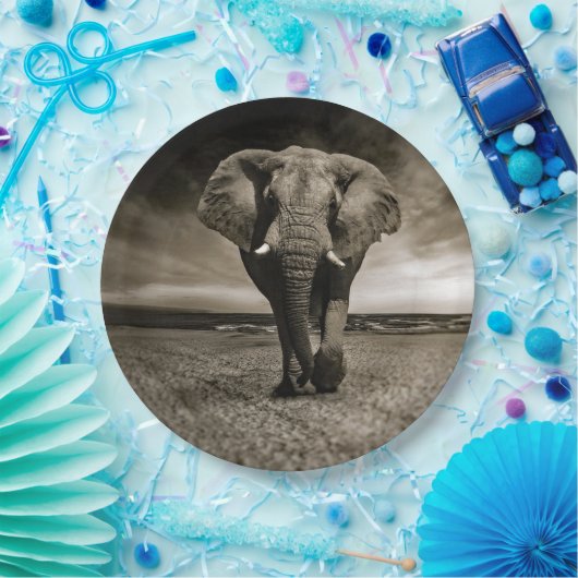 Wildlife Bull Elephant Foto Pappteller (Party)