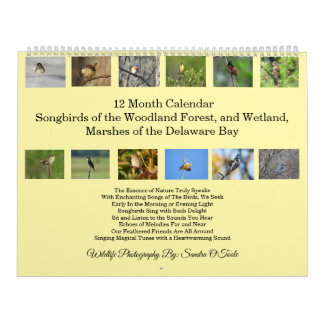 Wildlife Calendar, Songbirds, Wild Birds Kalender
