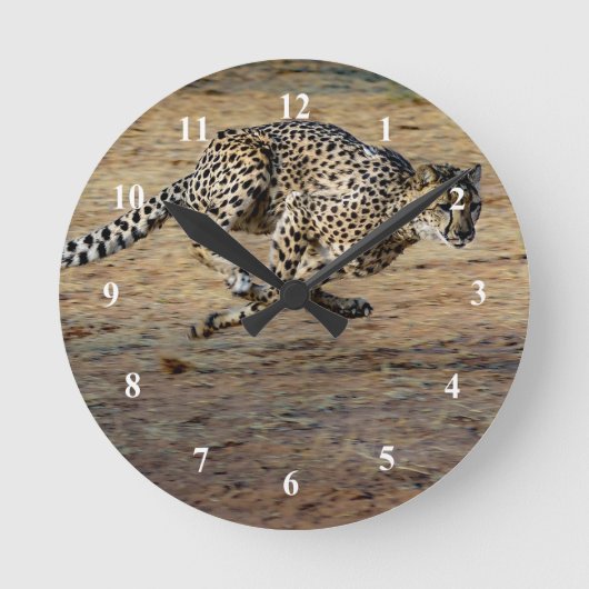 Wildlife Cheetah Running Photo Runde Wanduhr (Vorderseite)
