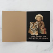 Wildlife Child Tiger Weihnachtsfest Vintag Karte (Innenseite)