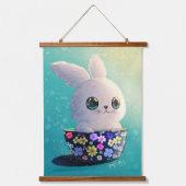 wildlife cute Forest animals : Owl, & Rabbit Wandteppich Mit Holzrahmen (Vorderseite)