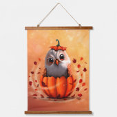 wildlife cute Forest animals : Owl, & Rabbit Wandteppich Mit Holzrahmen (Vorderseite 2)