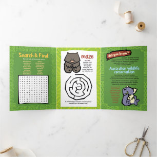 Wildlife Echidna Puzzle Grußkarte dreimal  Dreifach Gefaltete Urlaubskarte