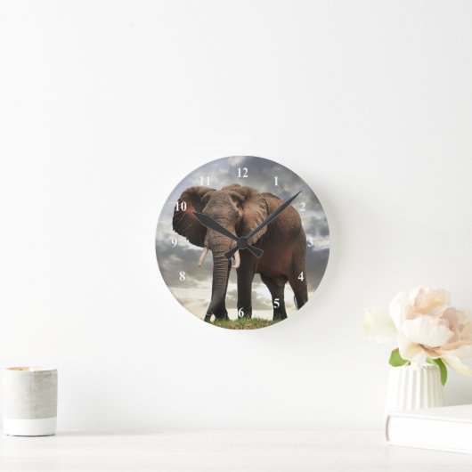 Wildlife Elephant Foto Runde Wanduhr (Zuhause)