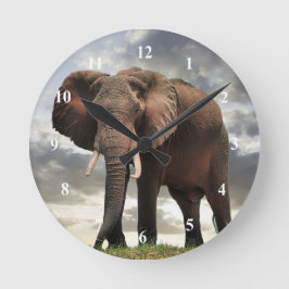 Wildlife Elephant Foto Runde Wanduhr