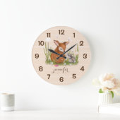 Wildlife Fawn Bunny Butterfly Nature Wall Clock Große Wanduhr (Zuhause)