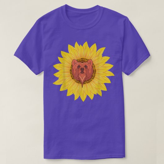 Wildlife Forest Animal Lover Yellow Sunflower Brow T-Shirt (Design vorne)