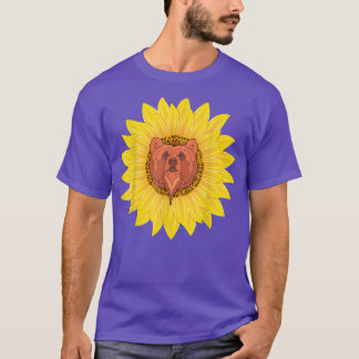 Wildlife Forest Animal Lover Yellow Sunflower Brow T-Shirt