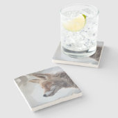 Wildlife Fox Portrait Nature Neutral Stone Coaster Steinuntersetzer (Seitenansicht)