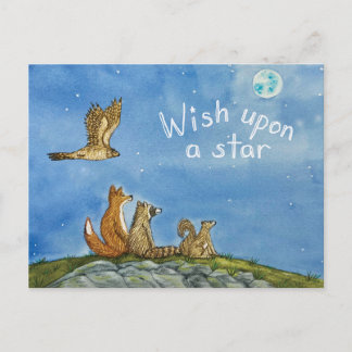 Wildlife Friends Stargazing Postcard Postkarte