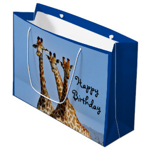 Wildlife Giraffe Herd Foto Geburtstag Große Geschenktüte